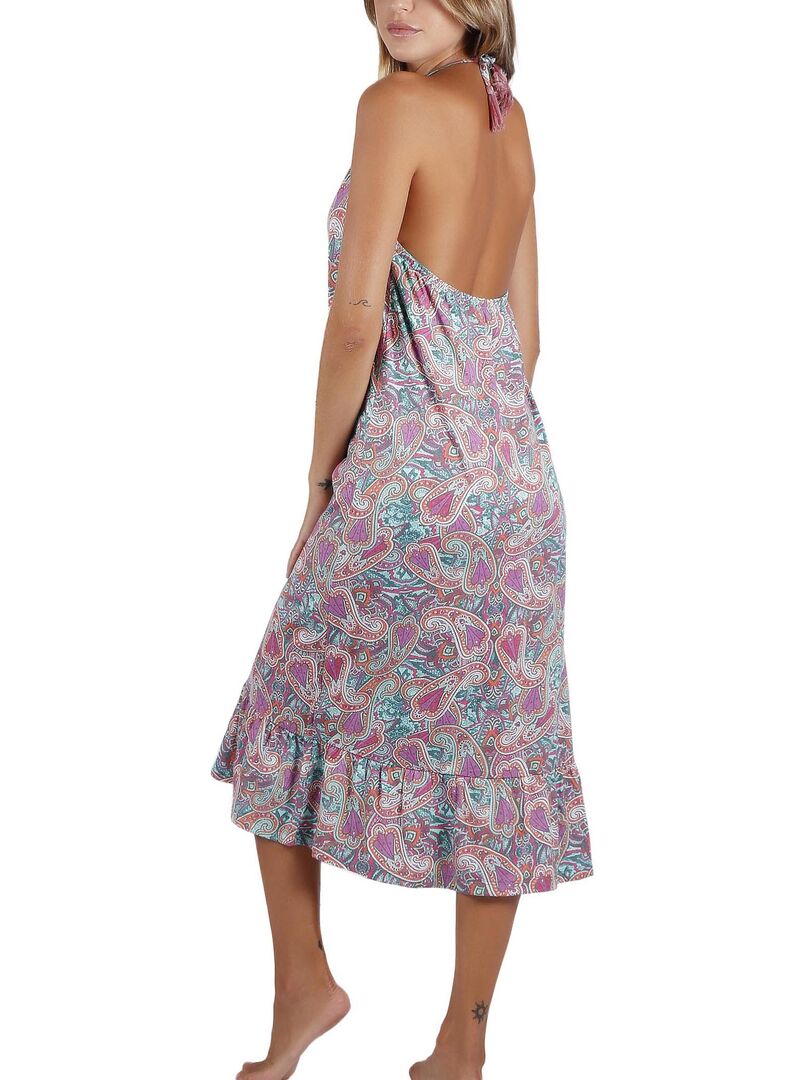 Robe longue estivale dos nu Cachemire - Multicolore