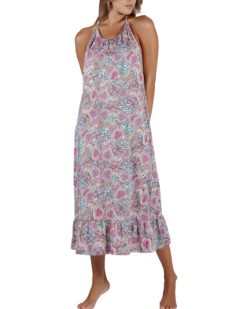 Robe longue estivale dos nu Cachemire - Multicolore