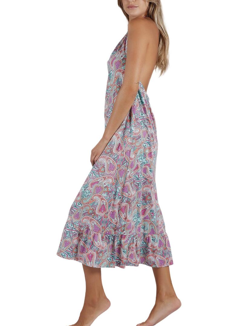 Robe longue estivale dos nu Cachemire - Multicolore