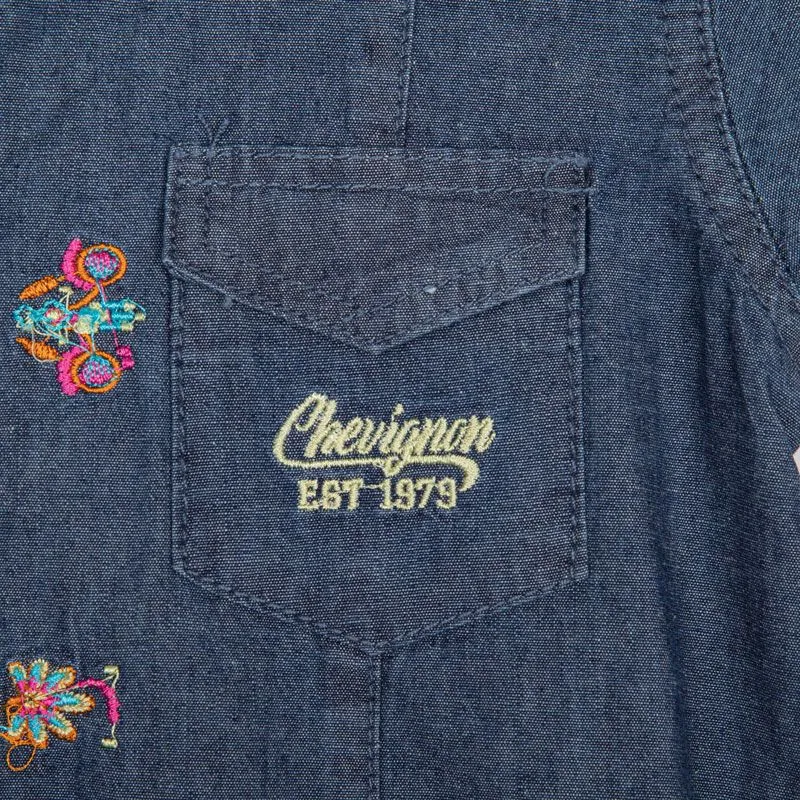 Robe manches courtes en jean avec broderie Enfant CHEVIGNON à prix 