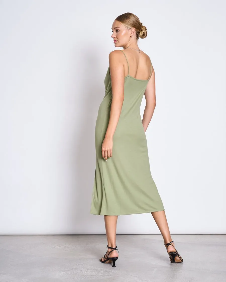 Robe midi à bretelles en tencel | vert "helen pale olive" femme