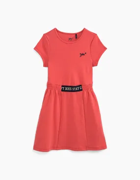 Robe orange foncé à taille élastiquée fille