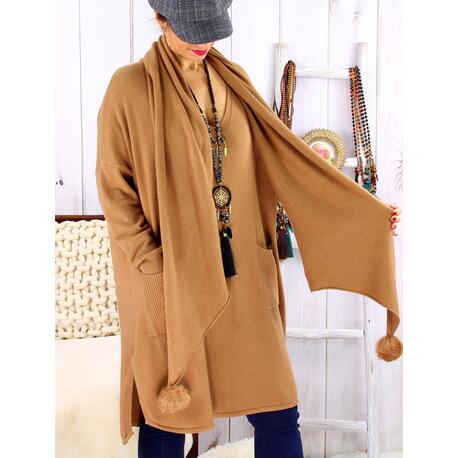 Robe pull + écharpe grande taille YANNICK Camel