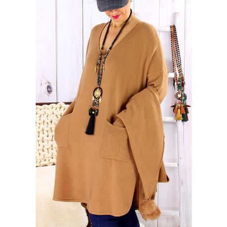 Robe pull + écharpe grande taille YANNICK Camel