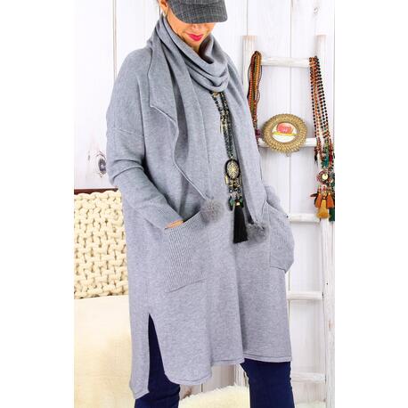 Robe pull + écharpe grande taille YANNICK Gris