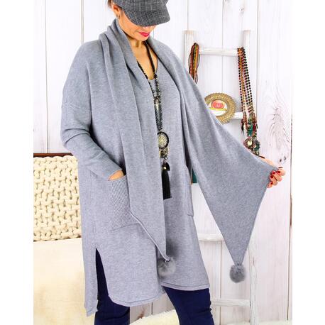 Robe pull + écharpe grande taille YANNICK Gris