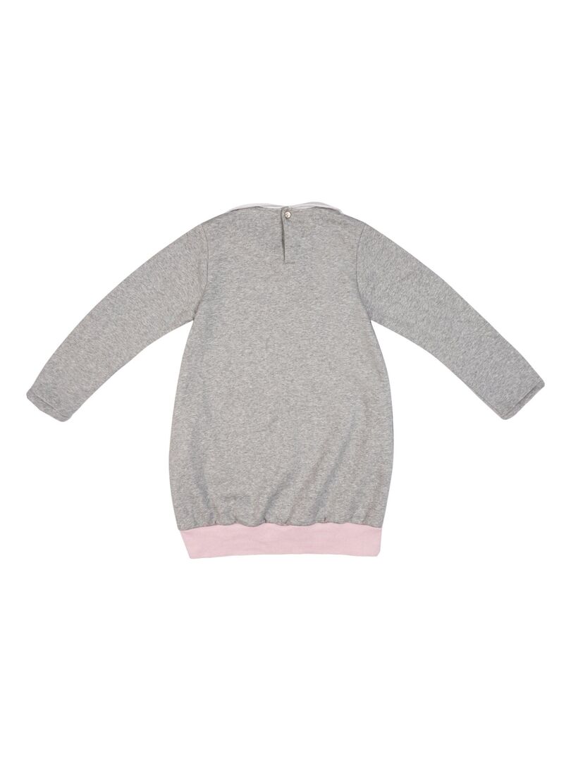 Robe Sweat-Shirt Fille  Molleton Gris Souris Sequins Rose Rouge  POP - La Faute à Voltaire - Gris clair