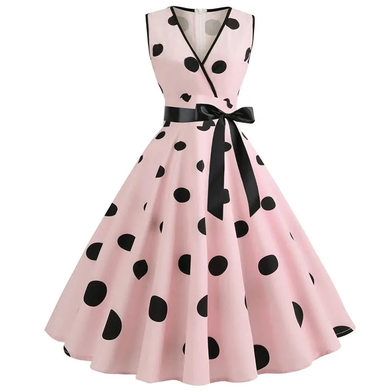 Robe Vintage  Pas Cher Rose Pois