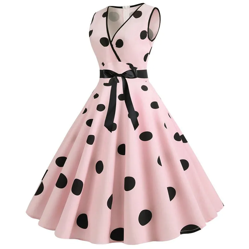 Robe Vintage  Pas Cher Rose Pois