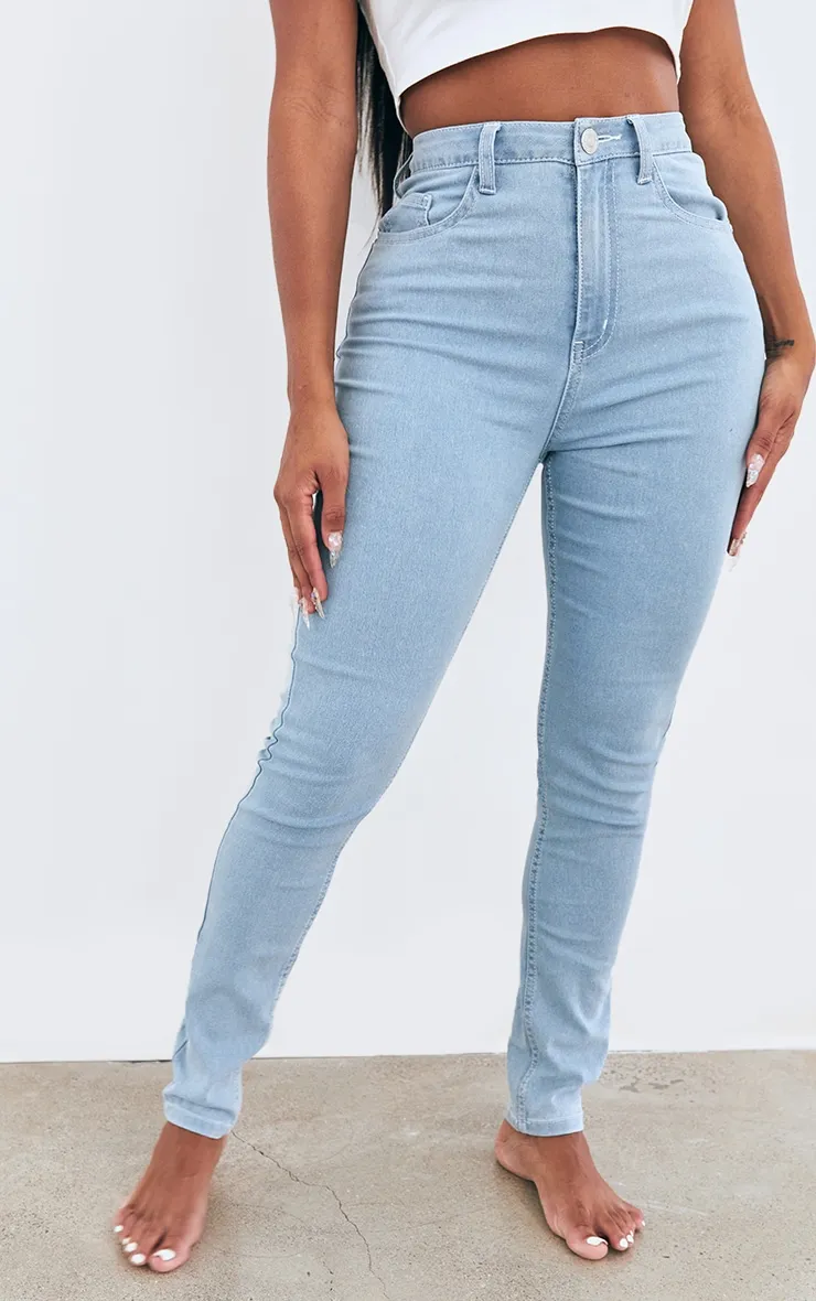 Shape Jean bleu clair délavé très stretch à taille haute