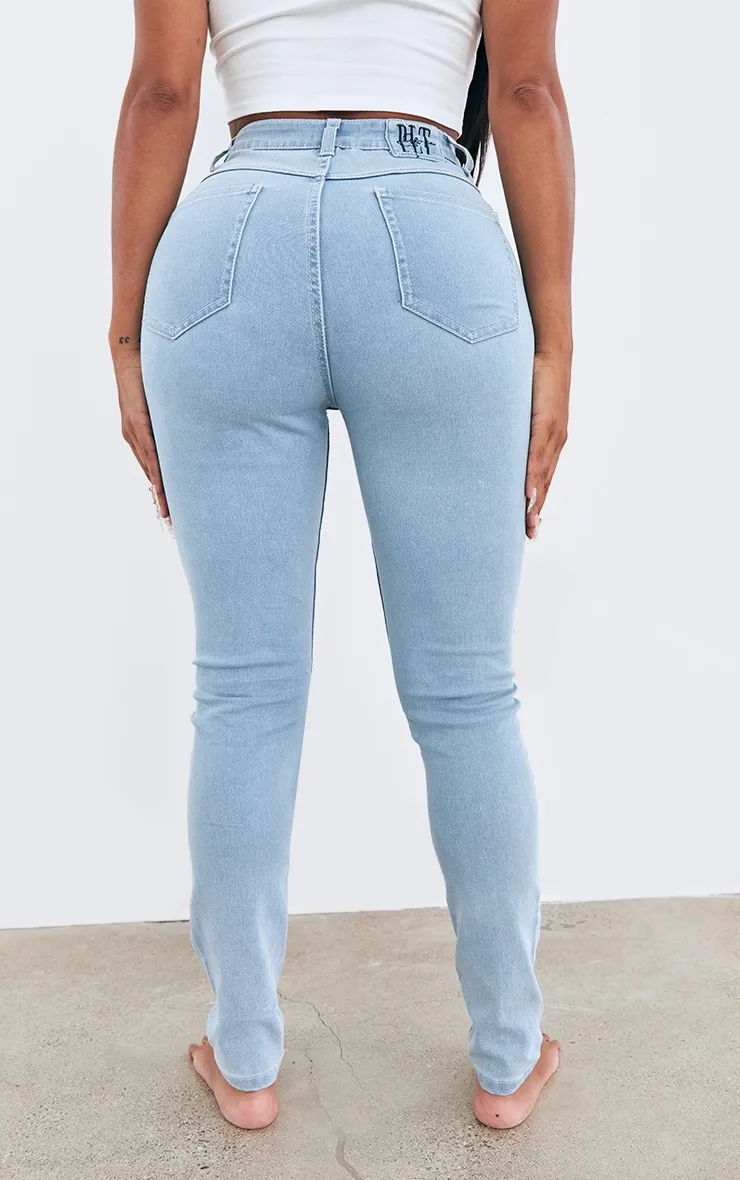 Shape Jean bleu clair délavé très stretch à taille haute