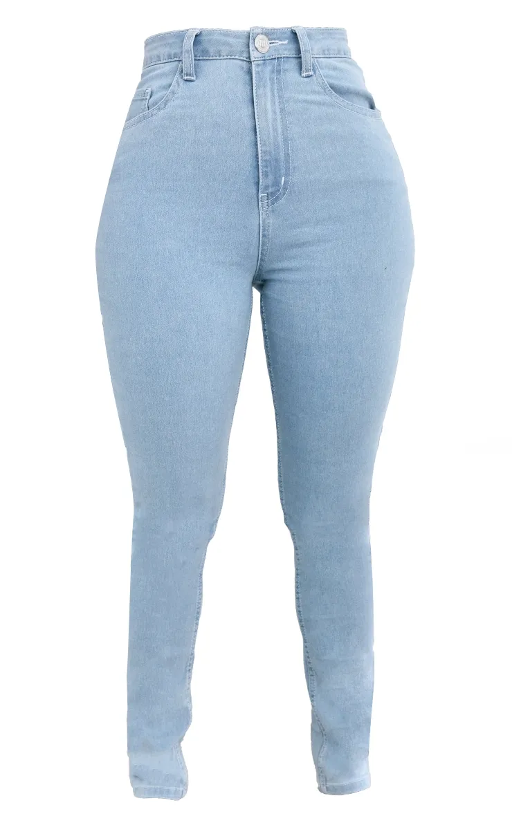 Shape Jean bleu clair délavé très stretch à taille haute