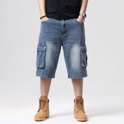 Short en jean baggy à larges poches pour homme