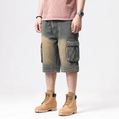 Short en jean baggy à larges poches pour homme