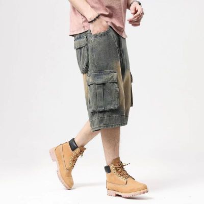 Short en jean baggy à larges poches pour homme