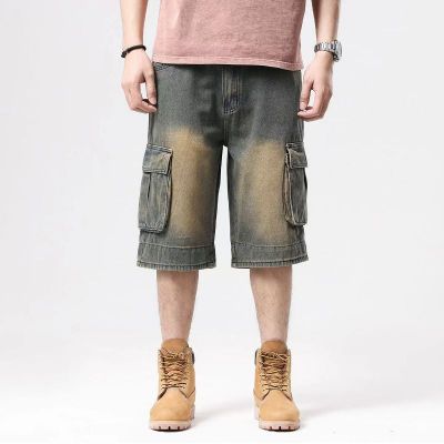 Short en jean baggy à larges poches pour homme