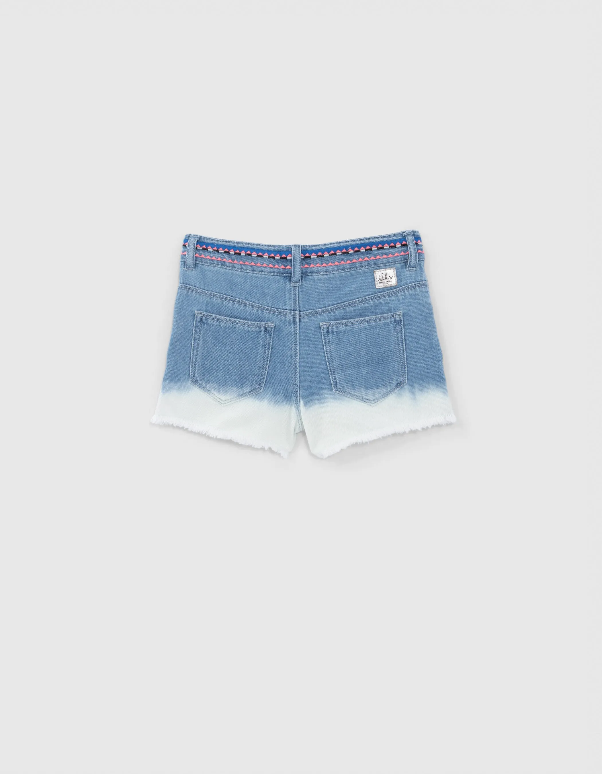 Short en jean deep dye waterless taille brodée fille