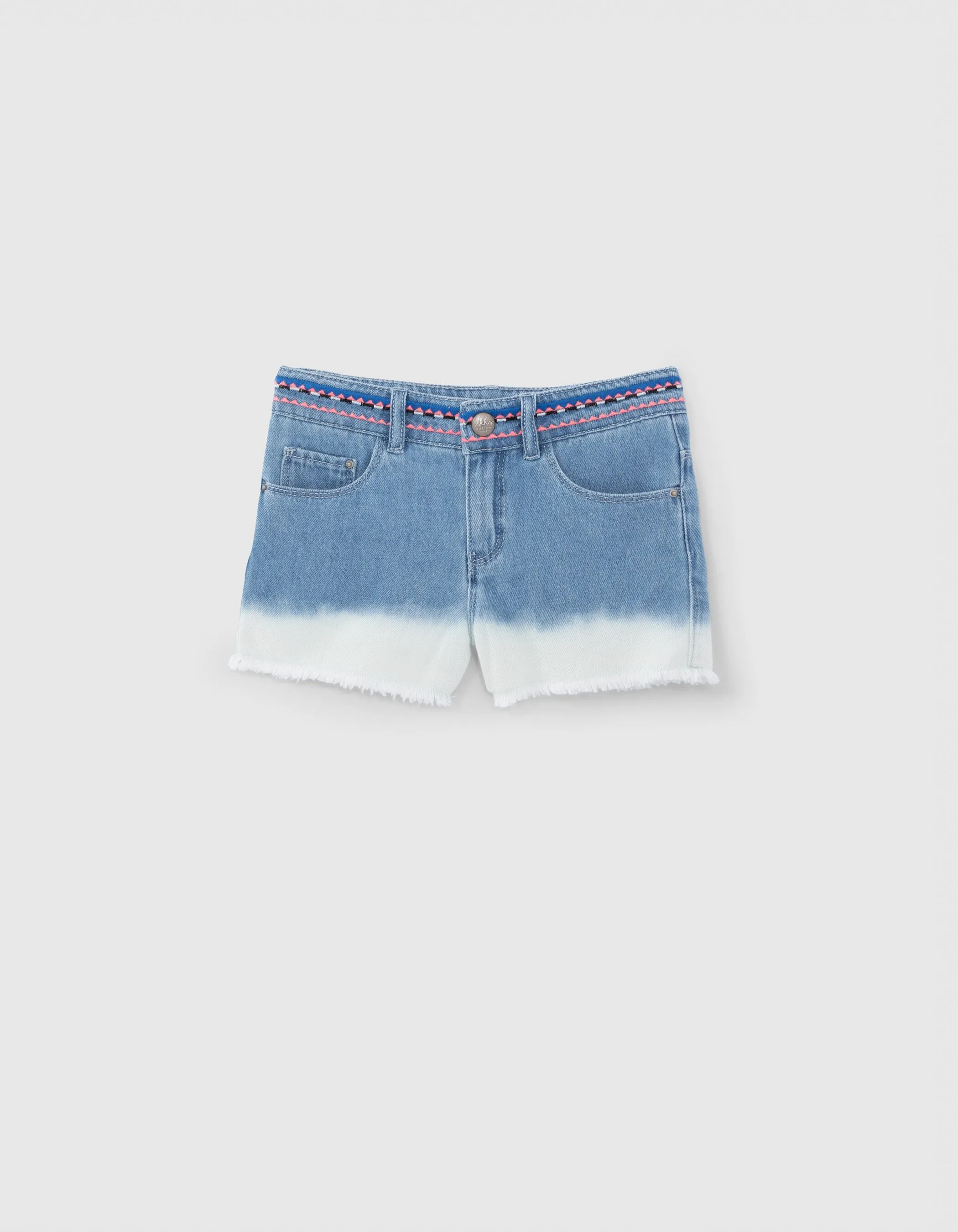 Short en jean deep dye waterless taille brodée fille