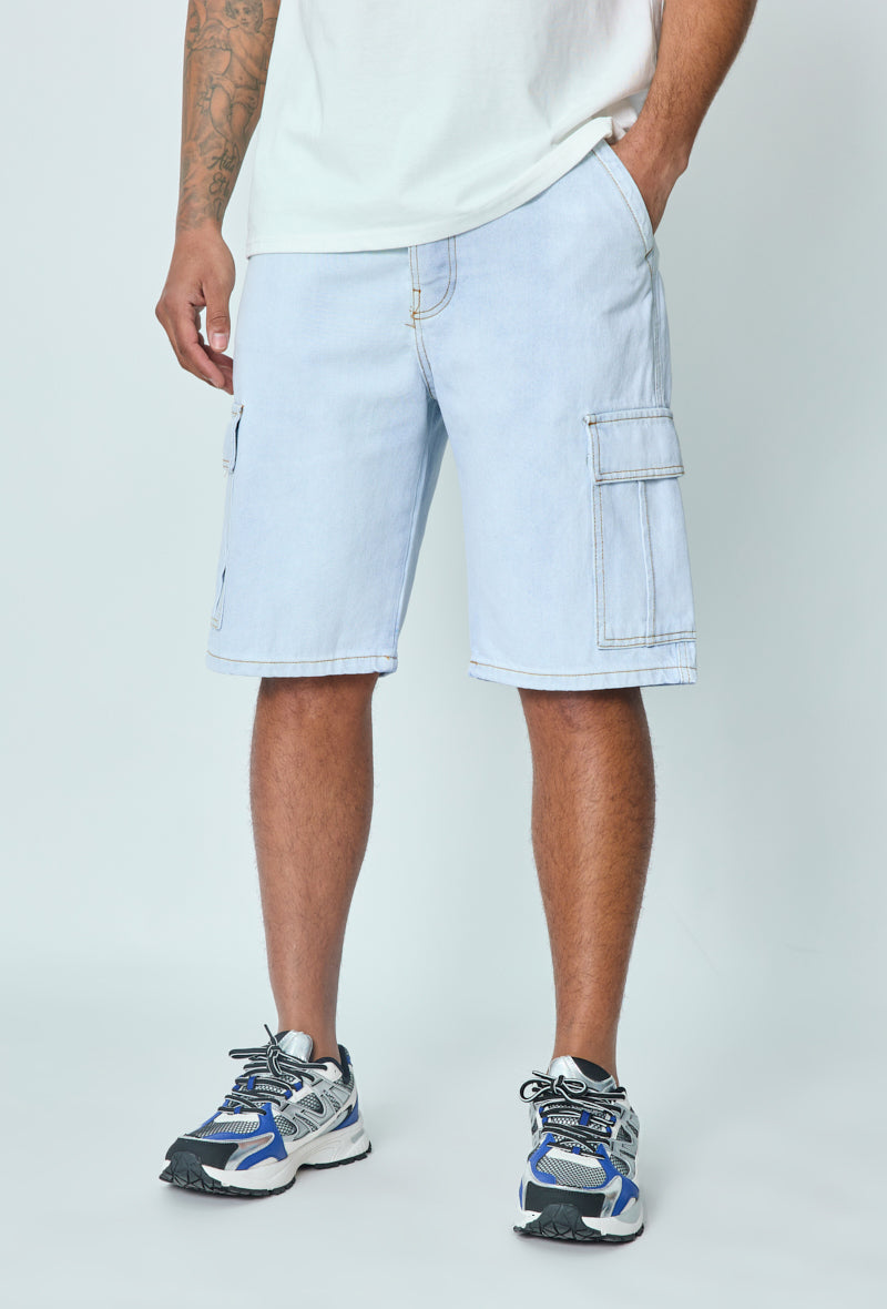 Short en jean oversize cargo