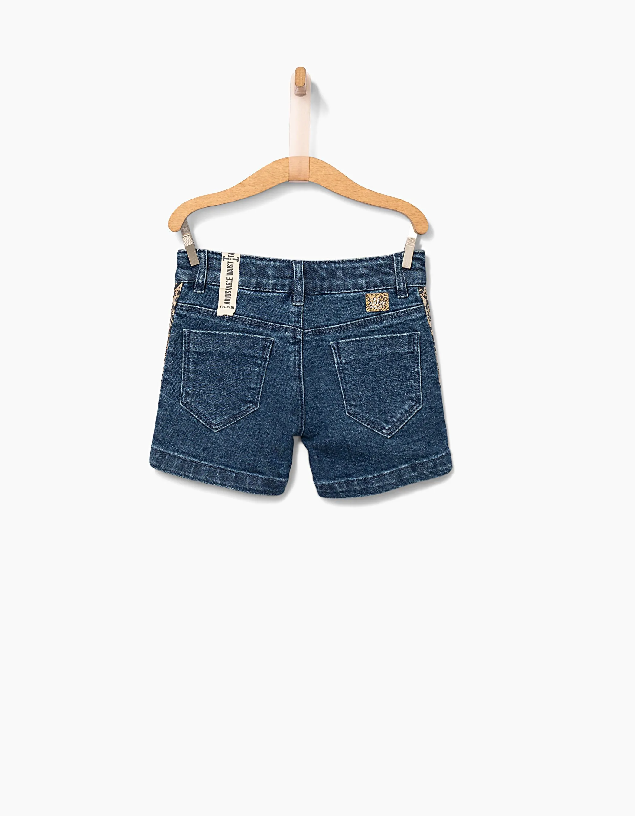 Short en jean stone blue et léopard fille