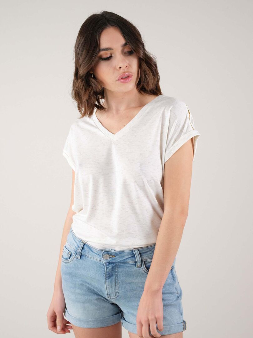 T-shirt basique fantaisie pour femme 'Deeluxe' - Blanc