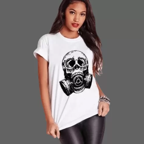 T-shirt tête de mort avec masque à gaz