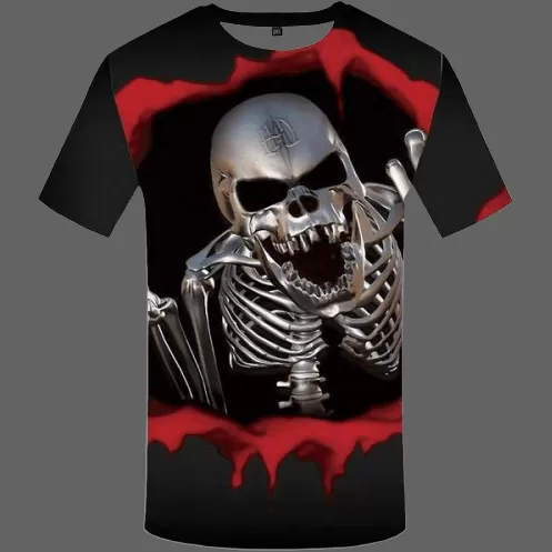 T-shirt tête de mort metallique