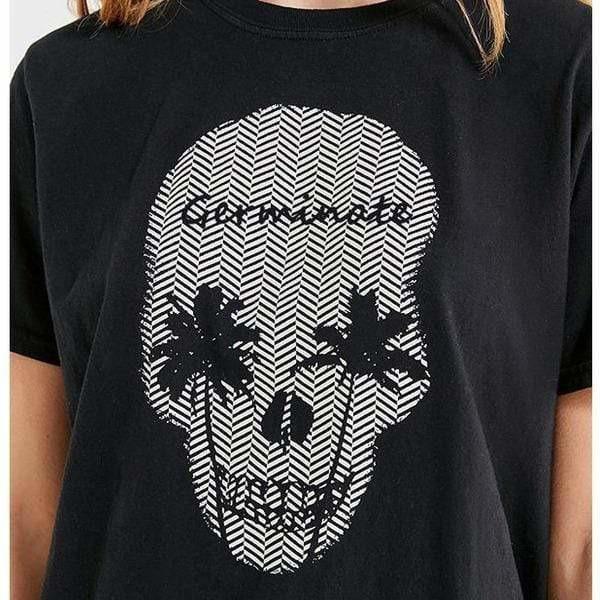 T shirt tête de mort palmiers