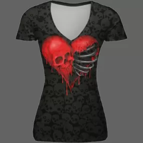 T-shirt tête de mort rouge pour femme