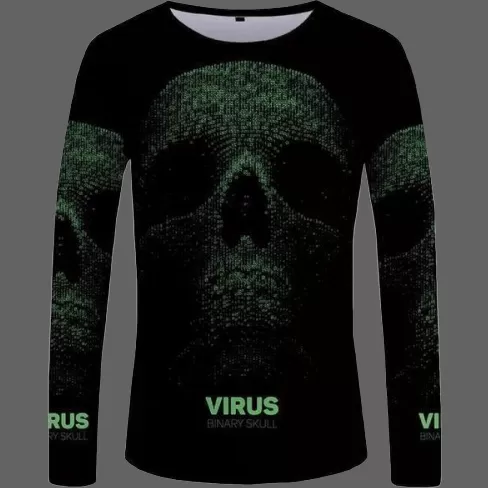 T-shirt tête de mort Virus manches longues