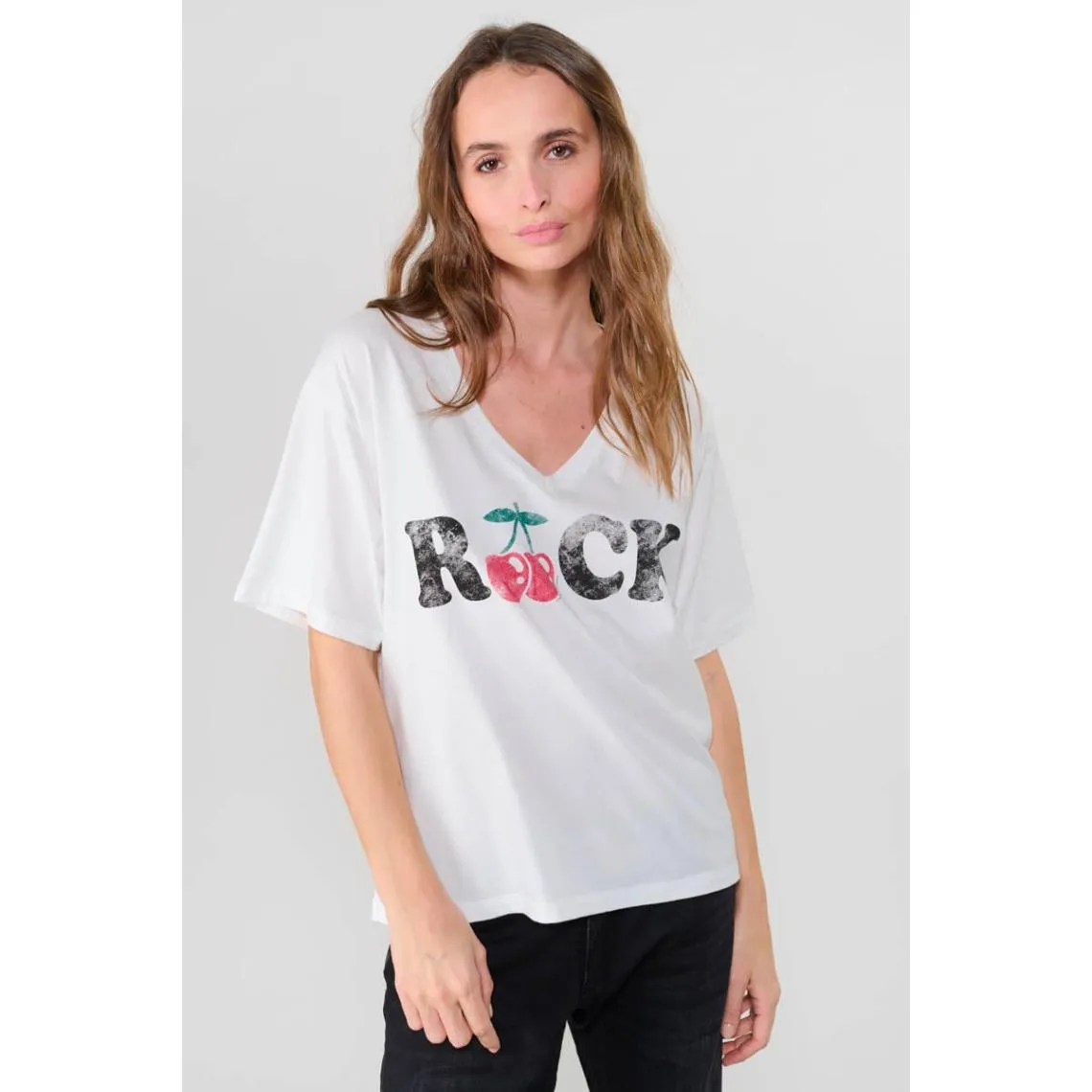 Tee-Shirt AULDI blanc Rose en coton | 3 Suisses