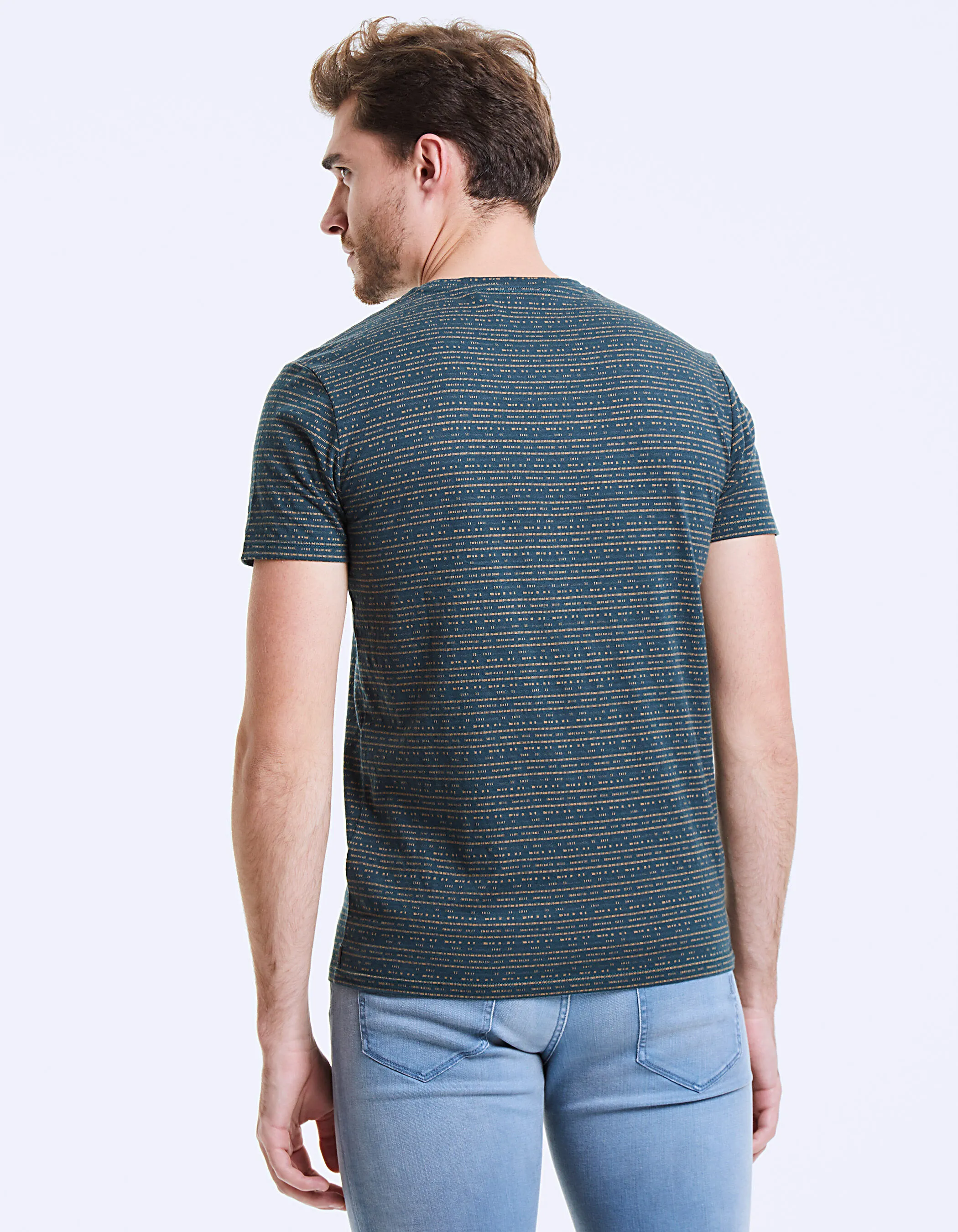 Tee-shirt blue green jacquard minimaliste Homme