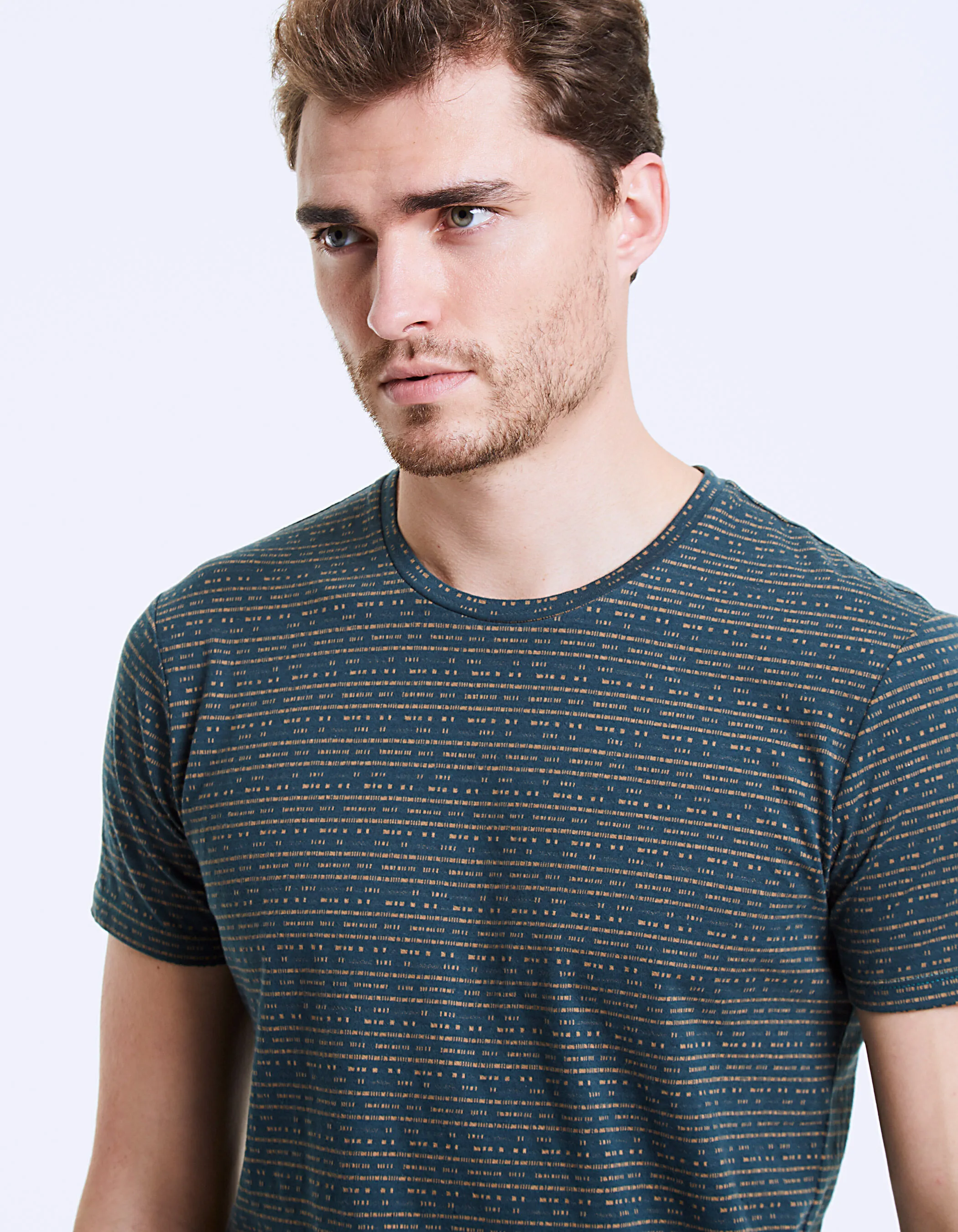 Tee-shirt blue green jacquard minimaliste Homme