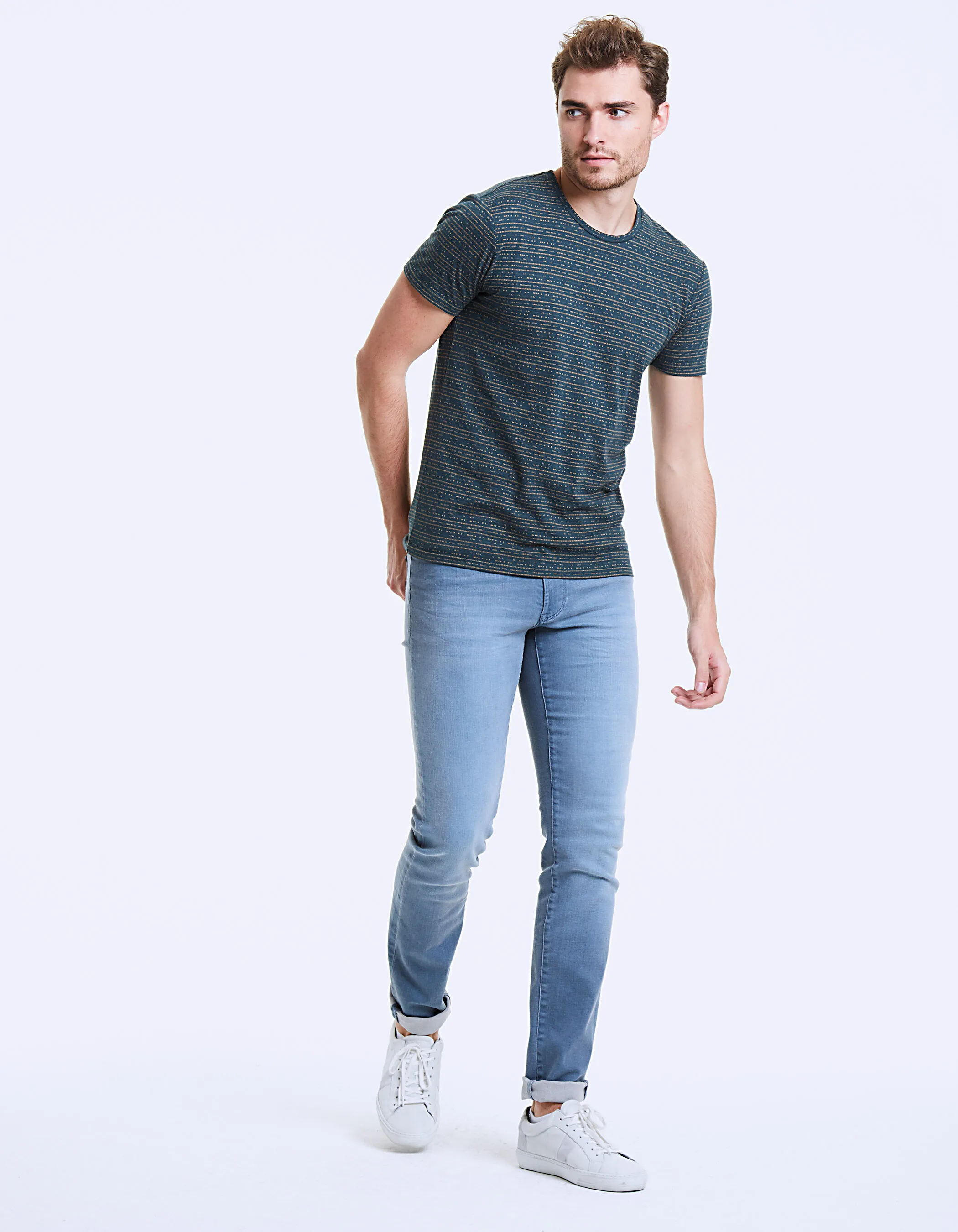 Tee-shirt blue green jacquard minimaliste Homme