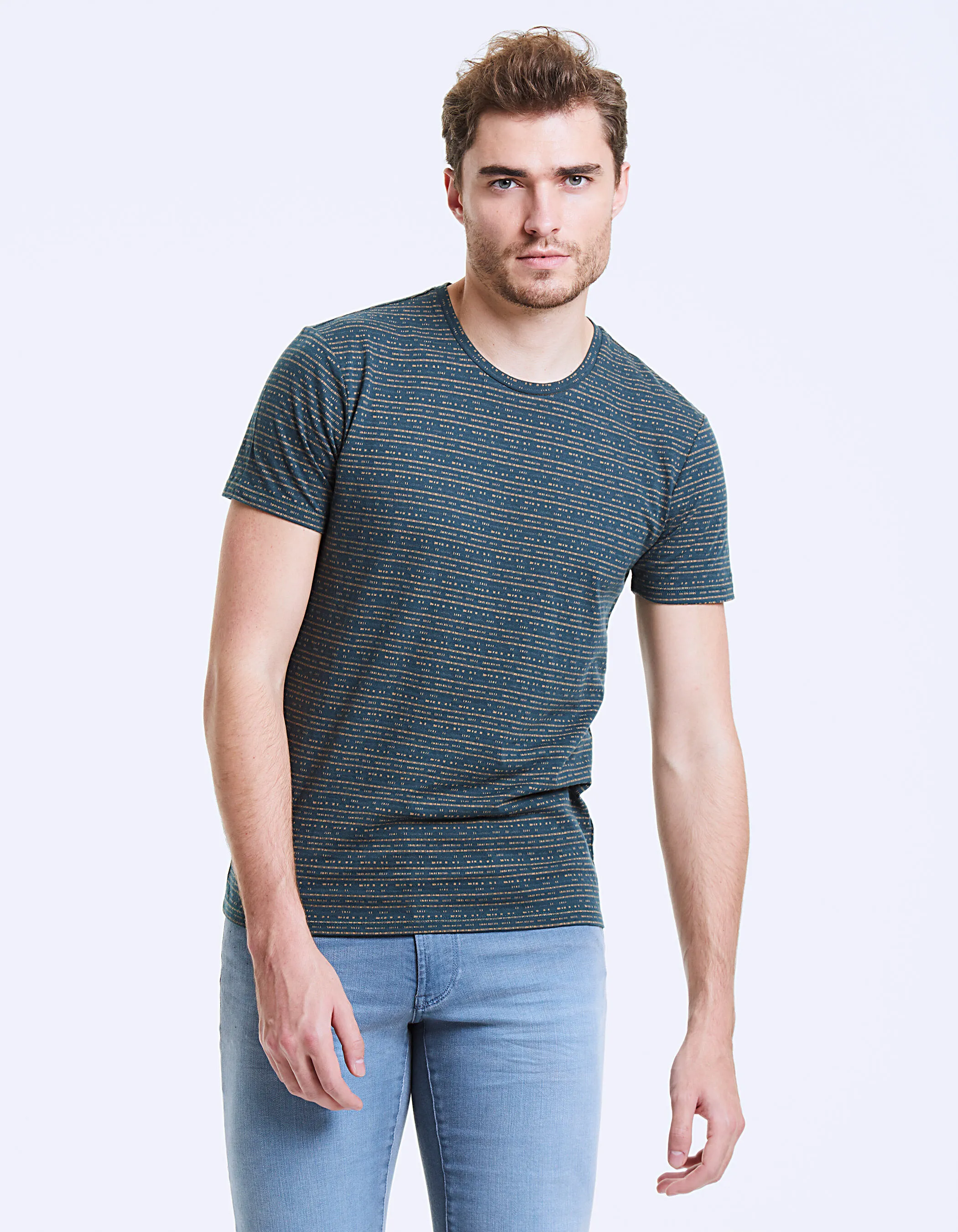 Tee-shirt blue green jacquard minimaliste Homme