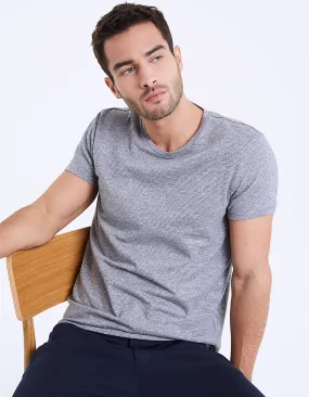 Tee-shirt gris à fines rayures moulinées Homme