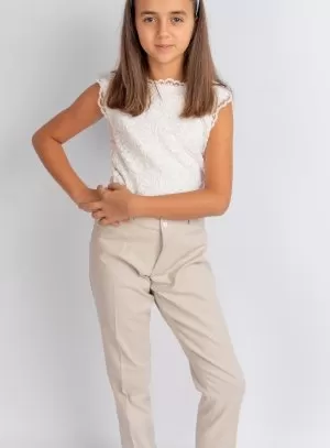 Tenue mariage fille pantalon lin et top dentelle