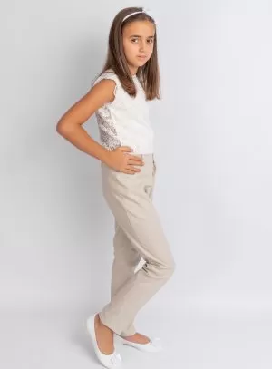 Tenue mariage fille pantalon lin et top dentelle