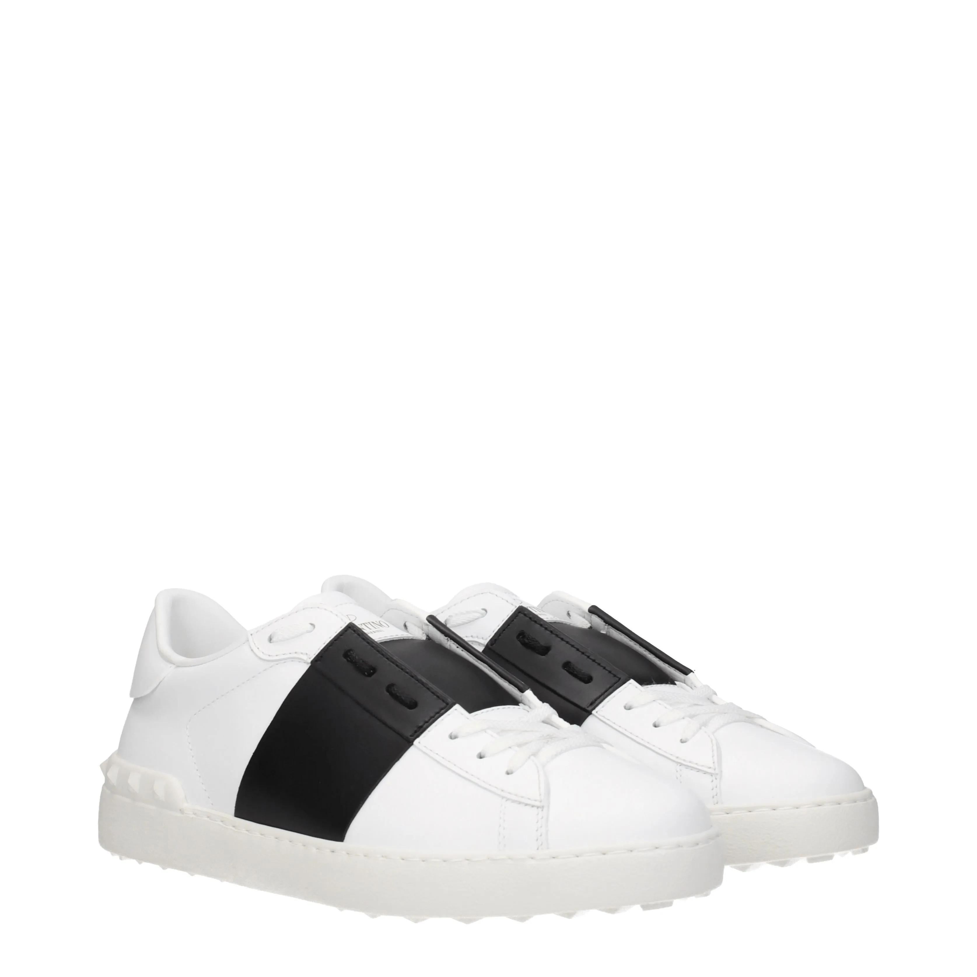 Valentino garavani baskets pour hommes blancs en cuir / noir