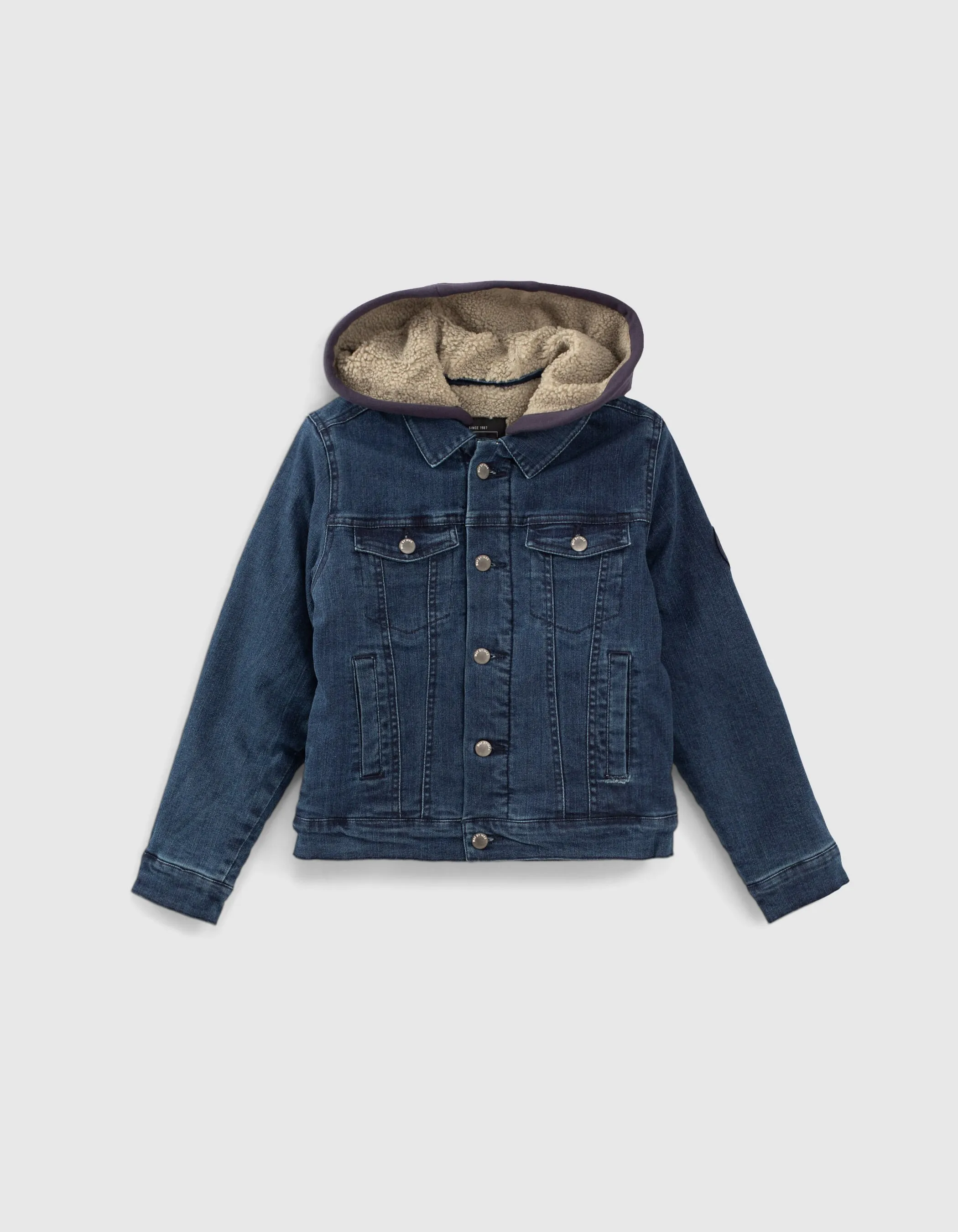 Veste en jean blue vintage à capuche amovible garçon 