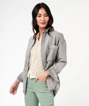 Veste en jean look surchemise femme gris