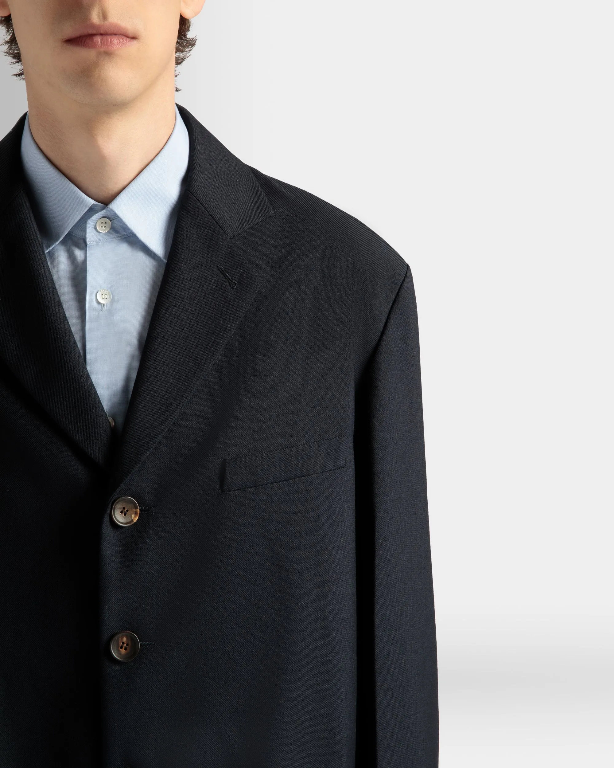 Veste En Laine Mélangée Navy Blue