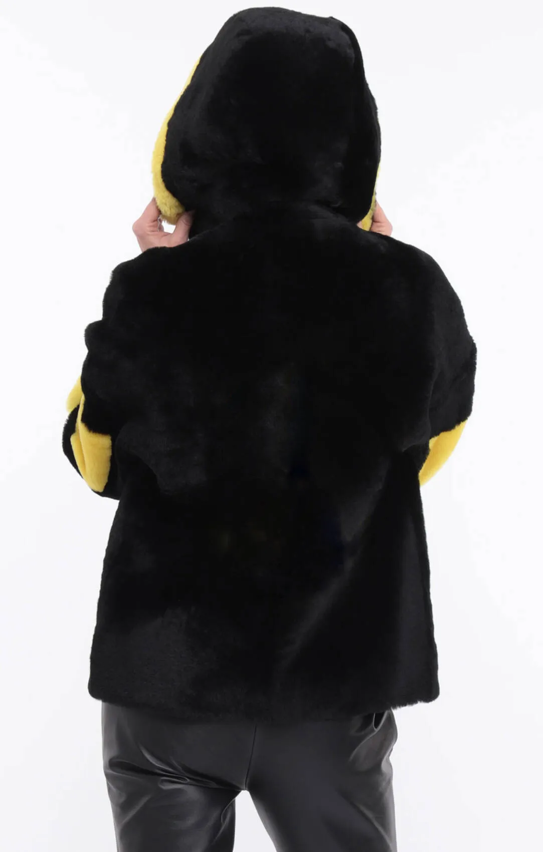 Veste mouton femme noir / jaune