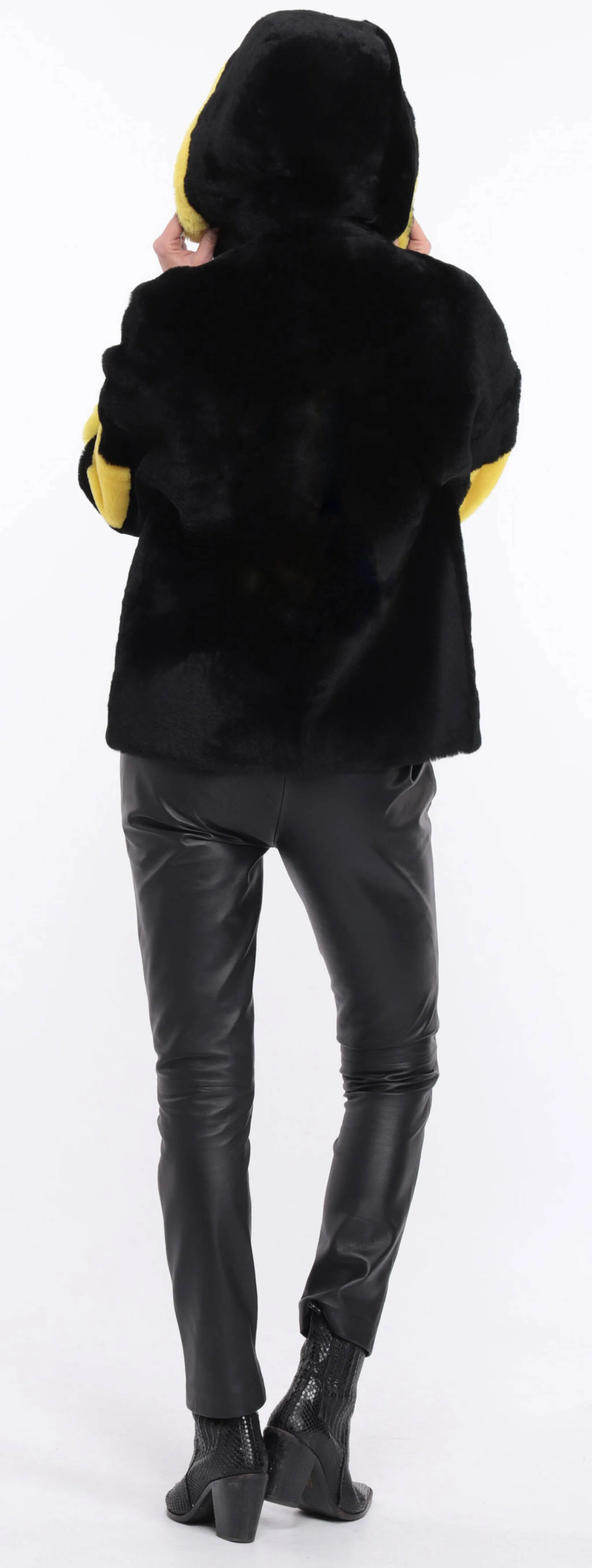 Veste mouton femme noir / jaune