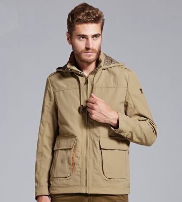 Veste à capuche classique pour homme automne hiver kaki