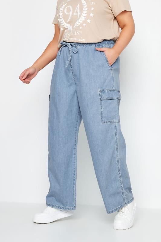 YOURS - Jean Cargo Bleu Ciel Coupe Wide Leg