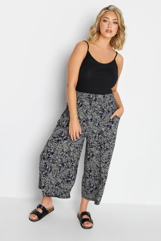 YOURS - Jupe-Culotte Midaxi Bleu Design Petites Fleurs