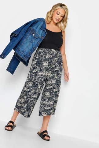 YOURS - Jupe-Culotte Midaxi Bleu Marine Design Abstrait