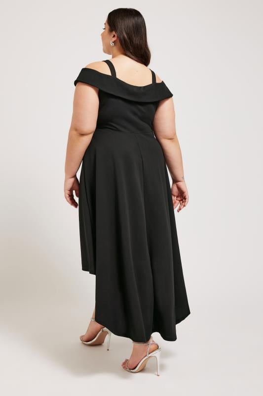 YOURS LONDON - Robe Noire Bardot Ourlet Plongeant