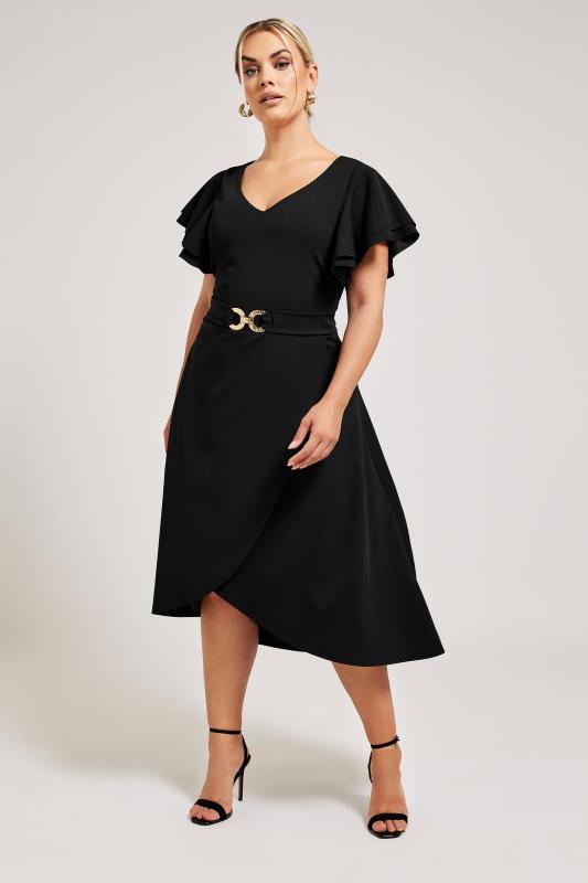 YOURS LONDON - Robe Noire Midi Ourlet Plongeant